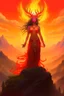 Placeholder: a fire spirit goddess on a mountain