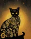 Placeholder: A beautiful silhouette cat illustration in zentangle patterns in the old world aesthetics in artistic style of gustav Klimt