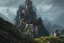 Placeholder: A wizard's castle high in the mountains, matte painting, concept art, by Greg Rutkowski