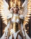 Placeholder: front Shot a beautiful lady angel dressed in armor and headdress with sparks, in the style of charming characters, light white and light gold, glamorous dress, aurorapunk, rtx on, half body, li-core, portrait