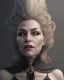 Placeholder: old evil queen in black leather gown, femme fatale, volouptous, busty, cleavage, angry, emperious, 8k resolution concept art portrait by Greg Rutkowski,