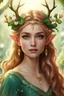 Placeholder: Pointed elven ears,Blonde hair ,Pink dress,Sparkling fairy wings,Very long golden hair,Fairy crown,pointed ears,elven ears,fairy wings,water lilies,sparkling,glittering,flowers,blossoms,golden crown,light pink dress