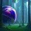 Placeholder: rainy forest with a purple planet over the land