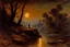 Placeholder: Night, rocks, trees, begginer's landscape, action movies influence, friedrich eckenfelder, and willem maris impressionism paintings