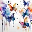 Placeholder: watercolor and alcohol ink, scattered butterflies and ink drops, white background, minimal