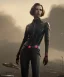 Placeholder: retro sci-fi portrait image from 1960, supermarket parking explosion, fire, classic black widow, young Scarlett Johansson, tight lycra suit, soft color, highly detailed, unreal engine 5, ray tracing, RTX, lumen lighting, ultra detail, volumetric lighting, 3d, finely drawn, high definition, high resolution.