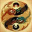 Placeholder: Ukiyo-e styled art, yin and yang sign,dragons