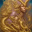 Placeholder: sango fantasy, fantasy magic, intricate, sharp focus, illustration, highly detailed, digital painting, concept art, matte, artgerm and paul lewin and kehinde wiley, masterpiece sexy lips Asian afro lips black African lady body mermaid Dragon head golden space lady sea under water mermaid pretty