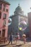 Placeholder: Ultra realistic circus scene. Child’s playing, smile, happy, color bubbles, smooth color, waist up view, Wes Anderson style, a lot of people background, highly detailed, concept art, unreal engine 5, god rays, ray tracing, RTX, lumen lighting, ultra detail, volumetric lighting, 3d, finely drawn, high definition, high resolution.