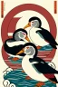 Placeholder:  a group of mandarina ducks that are on top of each other, a poster by Nōami, ukiyo-e, anime aesthetic, minimalist.