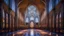 Placeholder: futuristic fantastic symmetrical cathedral internal view, year 2080, night, beautiful, colorful, totally symmetrical design, style William Morris, English arts-and-crafts movement, innovative architecture, award-winning photograph, awesome, serene, inspiring, spiritual, impressive, Cinematic lighting, Epic composition, Photorealism, Very high detail, Unreal Engine, Octane render, HDR