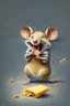 Placeholder: Design of a mouse eating cheese and laughing