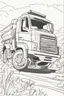 Placeholder: transport coloring page for kids, truck, cartoon style, thick outline, low details, no shading, no color