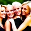 Placeholder: photo, four pretty blondes hugging and kissing