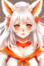 Placeholder: kitsune, girl, white hair and ears, anime style,high quality,full face