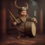 Placeholder: A viking playing on a drum, scary, steam punk, realistic, made in octane, cinematic, ultra-realistic, extremely detailed octane rendering, 8K, VRAY Super Real ar 2:3, dof photorealistic futuristic 50mm lens hard lighting dark gray tintype photograph, realistic lighting, sepia color