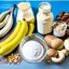 Placeholder: Ingredients for a proteinshake. Eggs, bananas, protein powder, nuts