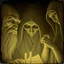Placeholder: Daguerrotype close up some mysterious figures, odd background, Hieronymus Bosch Max Ernst ambient light, by Minicavio Quollati and Marlost Endgulp, Amano, Botticelli, Alphonse Mucha