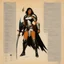 Placeholder: ConceptSheet: woman paladin and her shield with AD&D statistics [by frank frazetta]