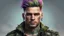 Placeholder: handsome Punk, Angel 35 years old, portrait, military clothing, mystical, bright colors, creative hairstyle, tattoo, piercing, photorealistic image, military, camouflage clothing, fine rendering, high detail, 8K