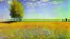 Placeholder: Sunny day, prairie, tree, flowers, claude monet painting