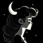 Placeholder: Illustration of a mesmerizing girl obscured by hair and with elf-like ears, depicted in the aesthetics of film noir, anime, and astonishing beauty, portrayed with dark, monochromatic minimalist art, infused with pop art sensibilities and animated gifs, reminiscent of Sailor Moon style, presented in an ultra-high-definition graphics format