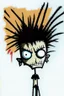 Placeholder: 2d drawing of a stickman, cool with punk hair, x eyes like in hangman, flying, 3d realistic in colour