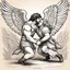 Placeholder: [hand drawn illustration by Serpieri] Jacob wrestling with angel