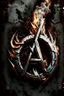 Placeholder: Anarchy symbol brushed metal and fire