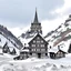 Placeholder: Snowy mountain hill in zermatt. Tiny house in the middle: interesting architecture. Different and unique but still fits into place