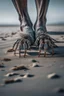 Placeholder: A toes looks dirty on the grey Sands and dirt on a big spider crawling