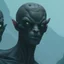 Placeholder: A creature with 2 bold Heads one of them happy , the other is sad . A cave with dim lights with fog in the background, dark environments, scary and good quality, 8K , cinematic scenery