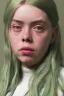 Placeholder: Billie Eilish, ying in the bathroom, photorealistic illustration