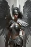 Placeholder: female warrior angel with black wings