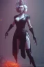 Placeholder: Hannah Waddingham as evil queen in black leather, busty, cleavage, dominatrix, curvy, angry, stern look. character design by cory loftis, fenghua zhong, ryohei hase, ismail inceoglu and ruan jia. unreal engine 5, artistic lighting, highly detailed, photorealistic, fantasy