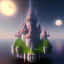 Placeholder: 3D render of a floating futuristic castle in a clear sky