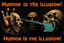 Placeholder: "Humor is the illusion!" propaganda poster in the style of Rembrandt, Escher and Giger