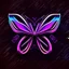 Placeholder: symetry!!, butterfly!!, logo, NFT, colorful, cyberpunk, neon punk, curves, lines, simple, gradient, creative, holographic