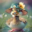 Placeholder: A cute image of a duck with a flower hat