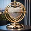 Placeholder: A magnificent golden and silver heart-shaped sign adorned with a stunning golden sphere encrusted with sparkling diamond clusters at its center, elegantly spinning in position.