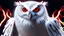 Placeholder: a white evil Owl with fangs, bloodshot eyes, blood, horror, that looks into the camera, hyperrealistic, extremely detailed, 8 THOUSANDS mystical, trending on artstation, sharp focus, studio photo,Halloween Alchemist Ancient Μummy , high voltage, thunder light,closeup, proactive scene, provocative moving, action pose, modern and futuristic HD colored black and red decor beautiful black empty victorian costume in a high voltage pumpkin, double exposure, halo, perfect composition, highly detailed,