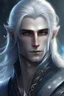 Placeholder: Ethereal Handsome silver haired moon elf man beautiful blue eyes
