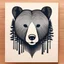 Placeholder: M shaped bear head combined with woods silhouette in background, letterpress style, minimalistic pencil art