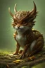 Placeholder: cute tiny forest demon sitting on a fallen leaf, intricately detailed, photorealistic, oil on canvas, trending on art station, high definition, hdr, cute, beautiful in sunshine