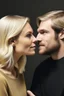 Placeholder: a blonde woman whispering next to a mans ear