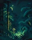 Placeholder: illustration of a jungle in the night from far away