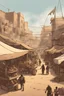 Placeholder: town market, mad max style, comicbook concept art style