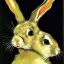 Placeholder: rabbit portrait by Van Gogh, black background