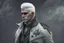 Placeholder: A white masculine human with medium white hair. A Lot of Battle Scars. Full body. Black Military Outfit. HD