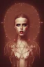 Placeholder: Danish singer MØ face,Abstract steampunk, red tones,